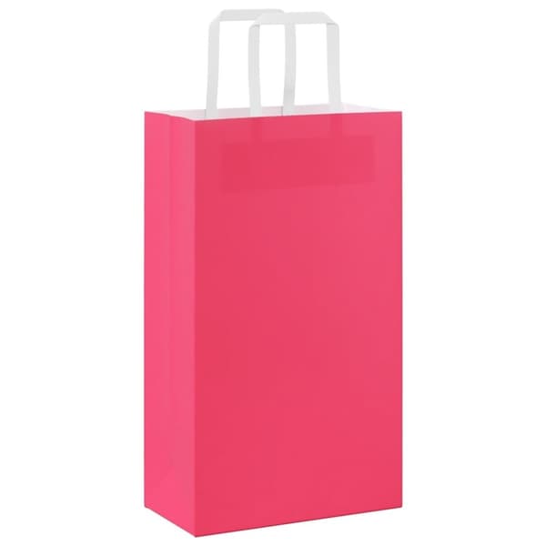 vidaXL Kraftpapperspåsar 50 st med handtag rosa 21x11x36 cm