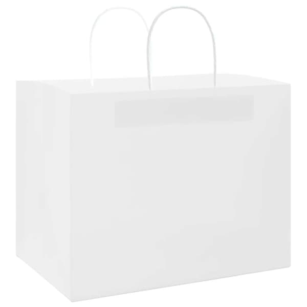 vidaXL Kraftpapperspåsar 50 st med handtag vit 32x22x24 cm