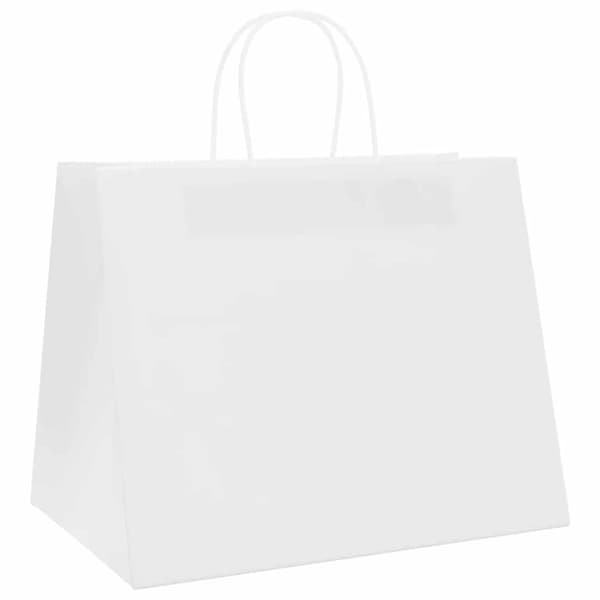 vidaXL Kraftpapperspåsar 50 st med handtag vit 32x22x24 cm