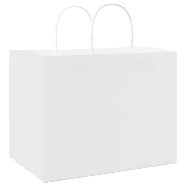 vidaXL Kraftpapperspåsar 50 st med handtag vit 32x22x24 cm