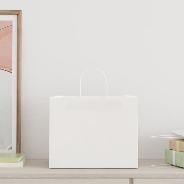 vidaXL Kraftpapperspåsar 50 st med handtag vit 32x22x24 cm