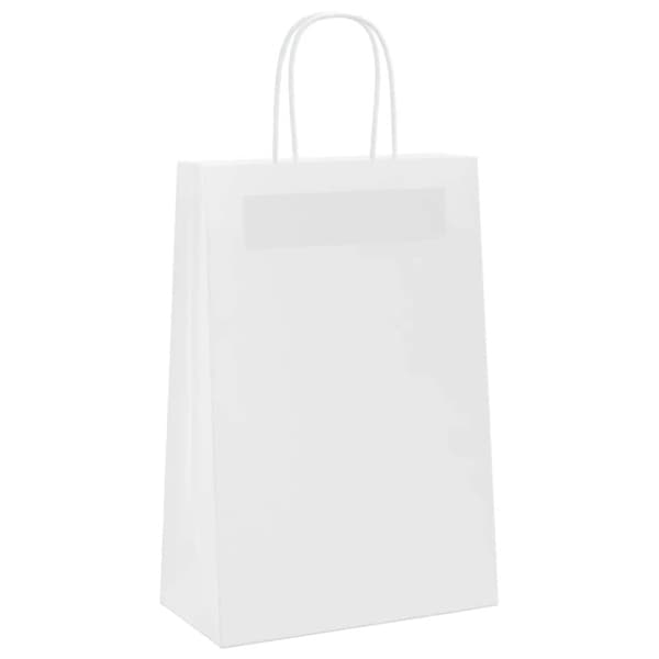 vidaXL Papperspåsar 250 st med handtag vit 21x11x31 cm