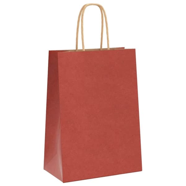 vidaXL Kraftpapperspåsar 250 st med handtag röd 15x8x21 cm