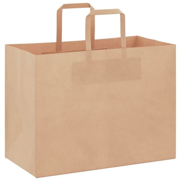 vidaXL Kraftpapperspåsar 50 st med handtag brun 32x17x25 cm