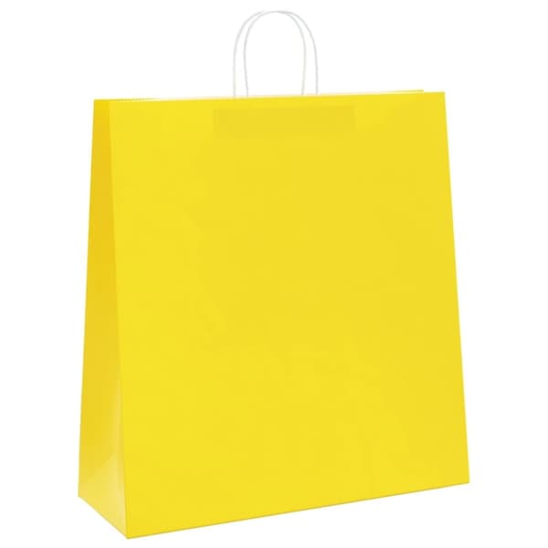 vidaXL Kraftpapperspåsar 250 st med handtag gul 45x17x48 cm