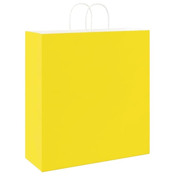 vidaXL Kraftpapperspåsar 250 st med handtag gul 45x17x48 cm