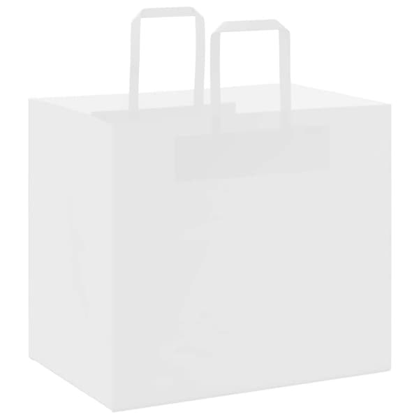 vidaXL Papirposer 250 stk med håndtak hvit 32x22x28 cm