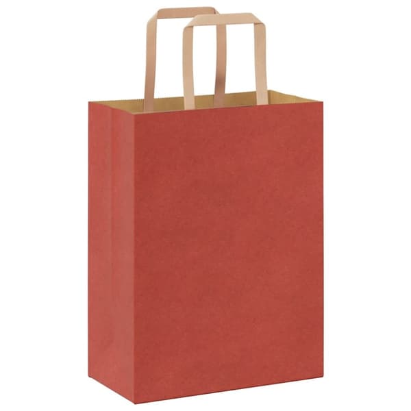 vidaXL Kraftpapperspåsar 50 st med handtag röd 21x11x28 cm