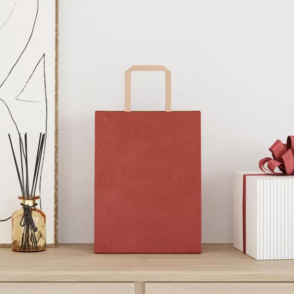 vidaXL Kraftpapperspåsar 50 st med handtag röd 21x11x28 cm