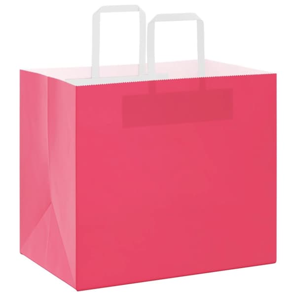 vidaXL Kraftpapperspåsar 250 st med handtag rosa 32x22x28 cm