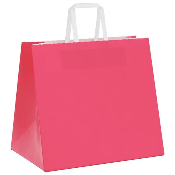 vidaXL Kraftpapperspåsar 250 st med handtag rosa 32x22x28 cm