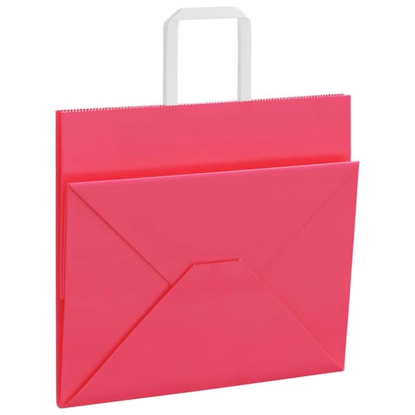 vidaXL Kraftpapperspåsar 250 st med handtag rosa 32x22x28 cm