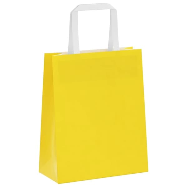 vidaXL Kraftpapperspåsar 50 st med handtag gul 18x8x22 cm