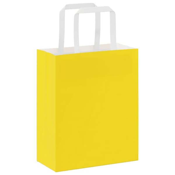 vidaXL Kraftpapperspåsar 50 st med handtag gul 18x8x22 cm