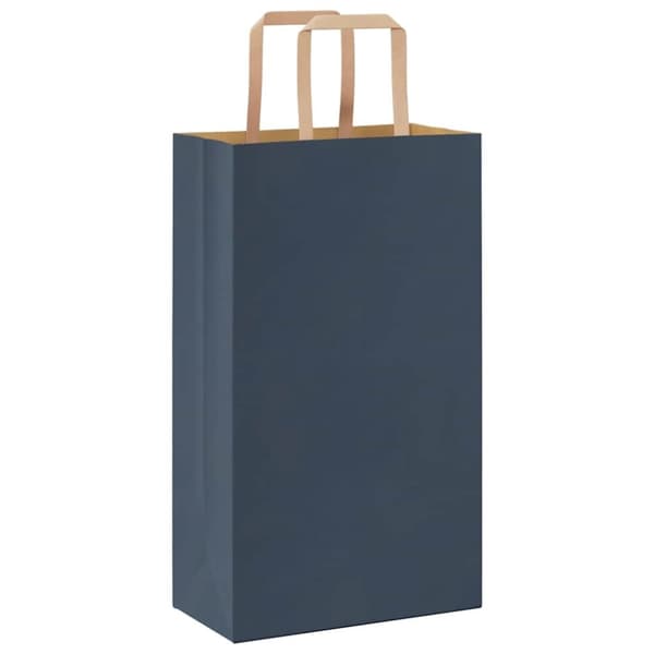 vidaXL Kraftpapperspåsar 250 st med handtag blå 21x11x36 cm