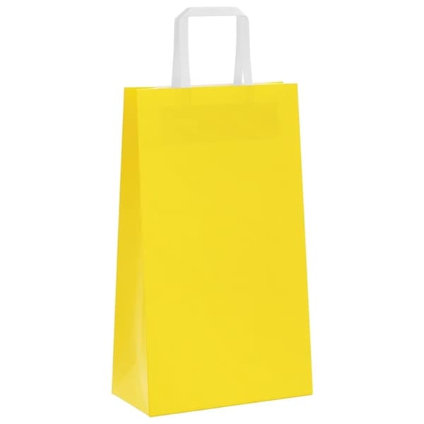 vidaXL Kraftpapperspåsar 250 st med handtag gul 21x11x36 cm