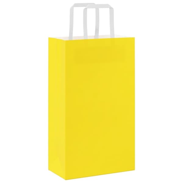 vidaXL Kraftpapperspåsar 250 st med handtag gul 21x11x36 cm