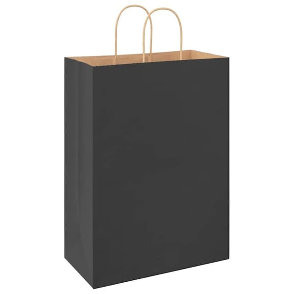 vidaXL Kraftpapperspåsar 50 st med handtag svart 32x17x44 cm