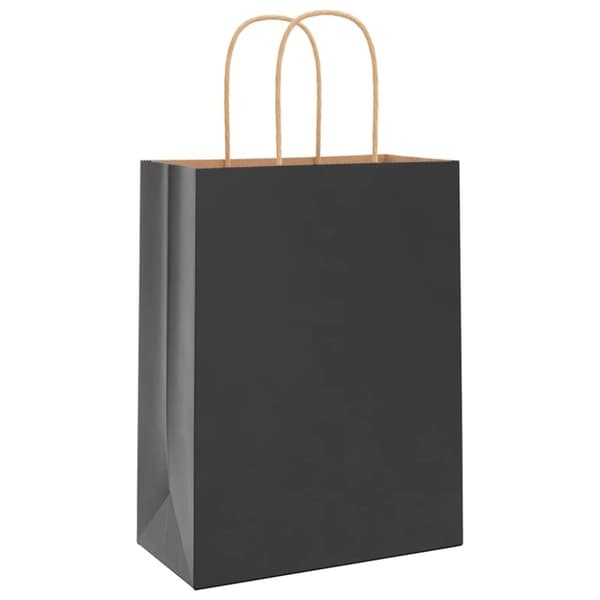 vidaXL Papperspåsar 50 st med handtag svart 21x11x28 cm