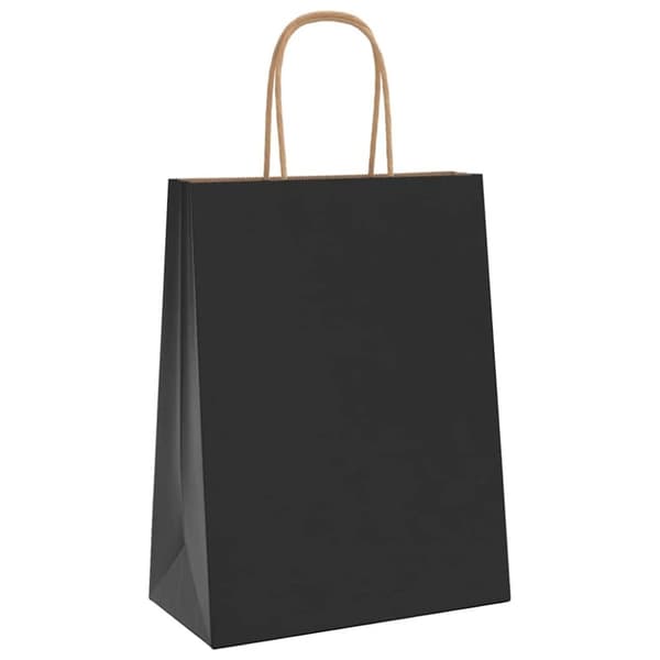 vidaXL Papperspåsar 50 st med handtag svart 21x11x28 cm