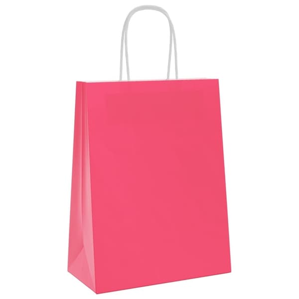 vidaXL Papperspåsar 50 st med handtag rosa 21x11x28 cm