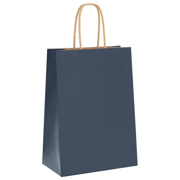 vidaXL Kraftpapperspåsar 250 st med handtag blå 15x8x21 cm