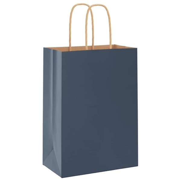 vidaXL Kraftpapperspåsar 250 st med handtag blå 15x8x21 cm
