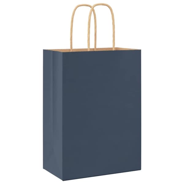 vidaXL Kraftpapperspåsar 250 st med handtag blå 15x8x21 cm