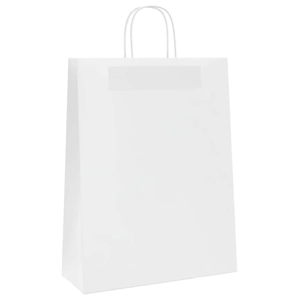 vidaXL Kraftpapperspåsar 250 st med handtag vit 32x12x42 cm