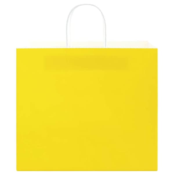 vidaXL Kraftpapperspåsar 250 st med handtag gul 32x22x28 cm