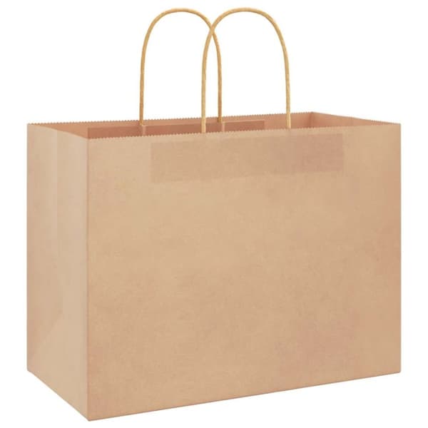 vidaXL Kraftpapperspåsar 50 st med handtag brun 32x17x25 cm