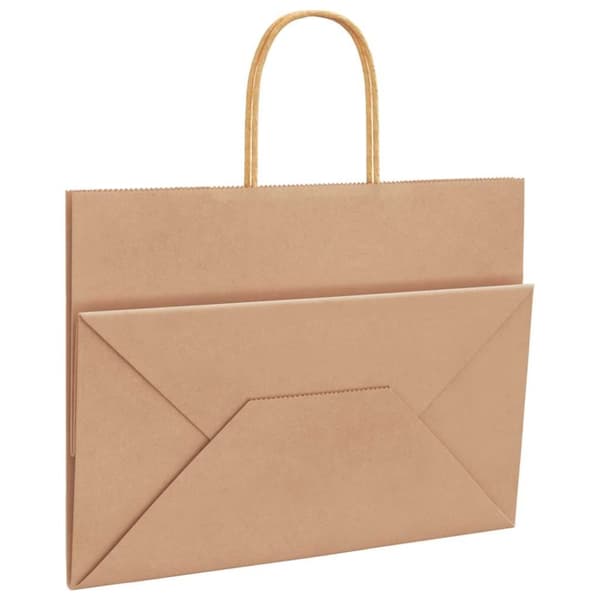 vidaXL Kraftpapperspåsar 50 st med handtag brun 32x17x25 cm