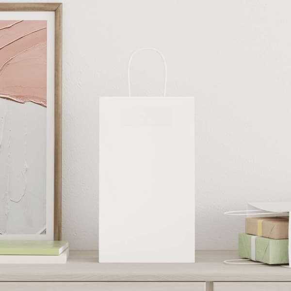 vidaXL Kraftpapperspåsar 250 st med handtag vit 21x11x36 cm