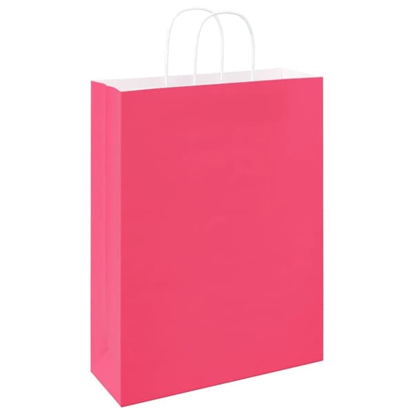 vidaXL Kraftpapperspåsar 50 st med handtag rosa 32x12x42 cm