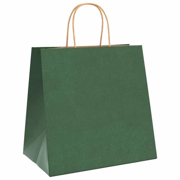 vidaXL Kraftpapperspåsar 250 st med handtag grön 26x17x25 cm