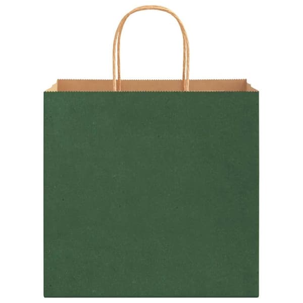 vidaXL Kraftpapperspåsar 250 st med handtag grön 26x17x25 cm