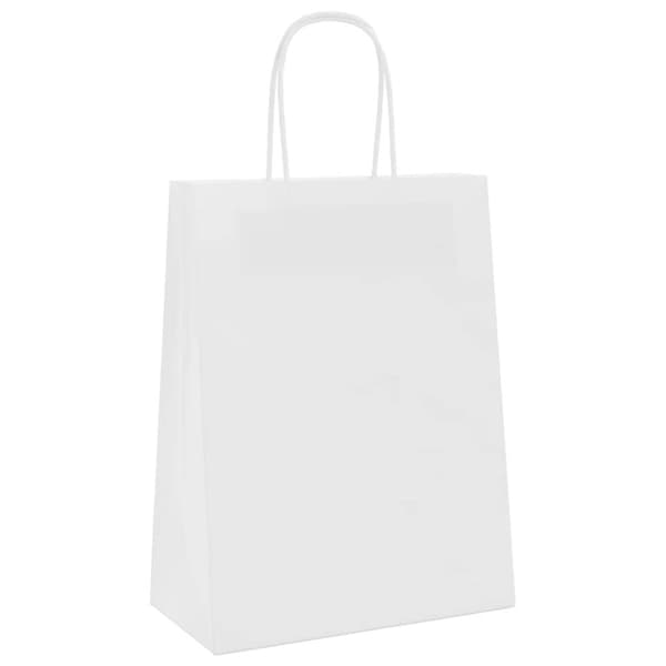 vidaXL Papperspåsar 50 st med handtag vit 21x11x28 cm