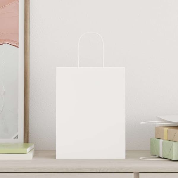vidaXL Papperspåsar 50 st med handtag vit 21x11x28 cm