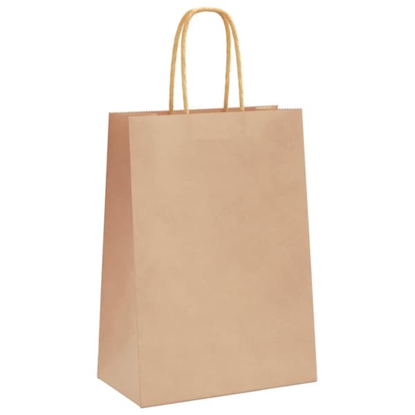 vidaXL Kraftpapperspåsar 250 st med handtag brun 15x8x21 cm