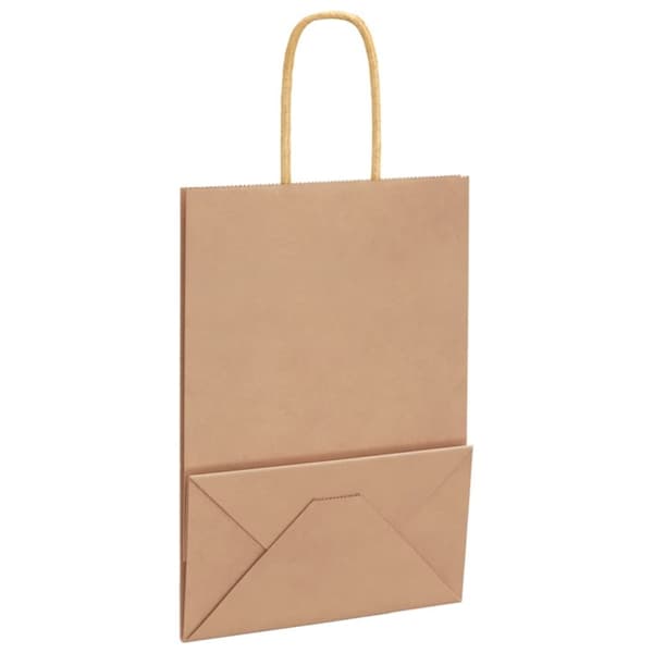 vidaXL Kraftpapperspåsar 250 st med handtag brun 15x8x21 cm