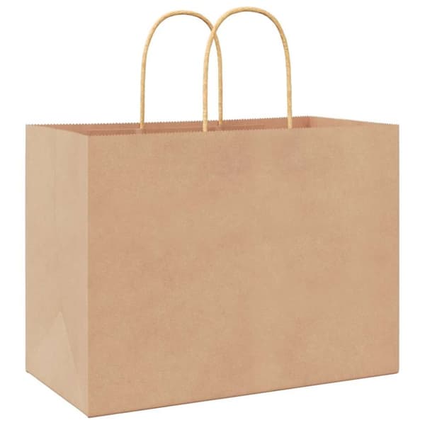 vidaXL Kraftpapperspåsar 250 st med handtag brun 32x17x25 cm