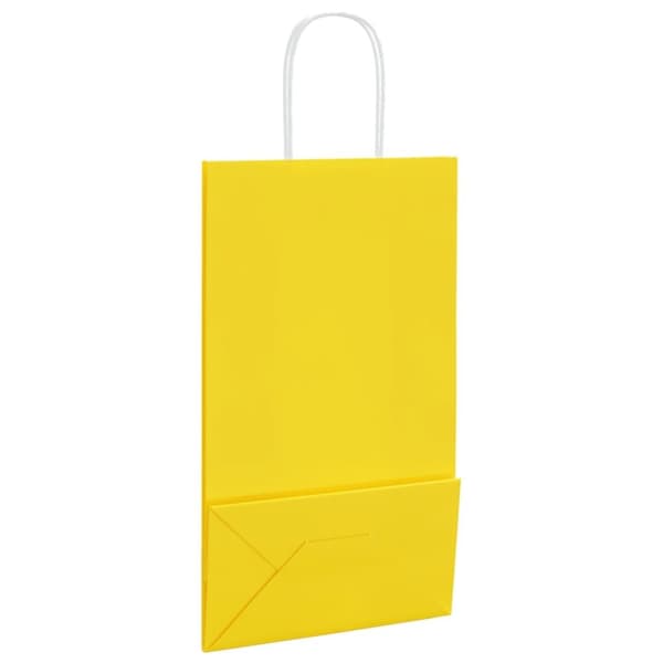 vidaXL Kraftpapperspåsar 50 st med handtag gul 21x11x36 cm