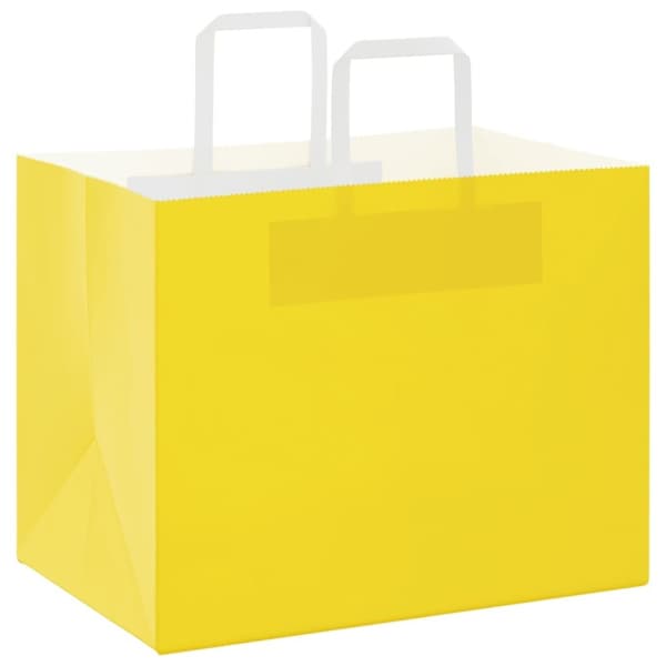 vidaXL Kraftpapperspåsar 50 st med handtag gul 32x22x24 cm