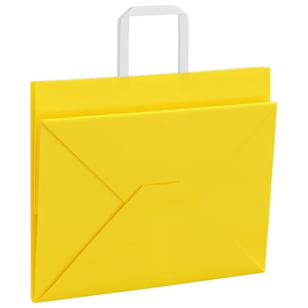 vidaXL Kraftpapperspåsar 50 st med handtag gul 32x22x24 cm