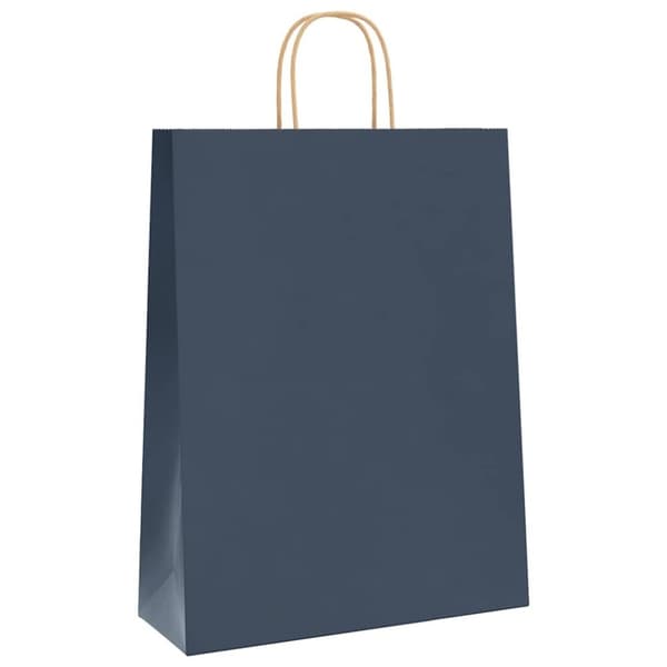 vidaXL Kraftpapperspåsar 250 st med handtag blå 32x12x42 cm