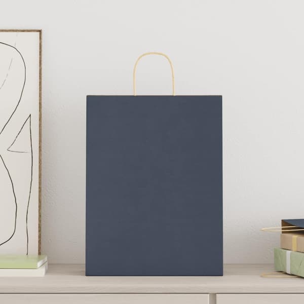 vidaXL Kraftpapperspåsar 250 st med handtag blå 32x12x42 cm
