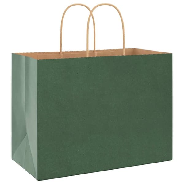 vidaXL Kraftpapperspåsar 250 st med handtag grön 32x17x25 cm