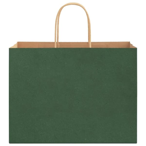vidaXL Kraftpapperspåsar 250 st med handtag grön 32x17x25 cm