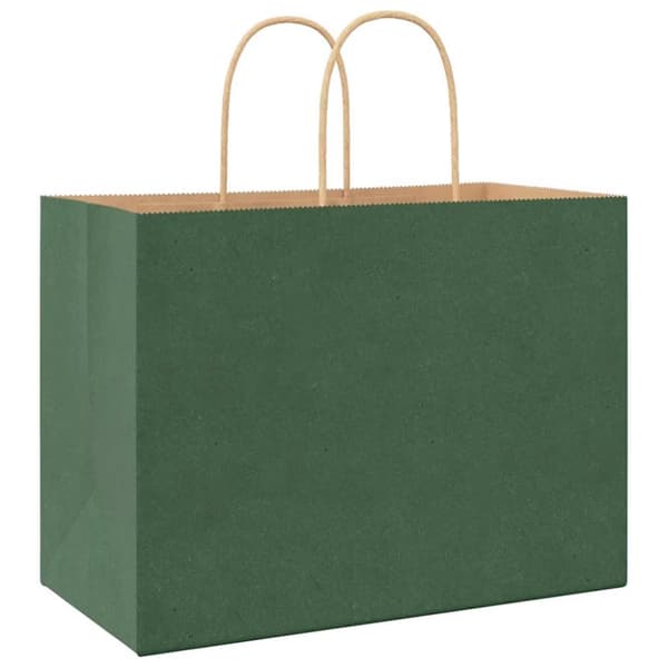 vidaXL Kraftpapperspåsar 250 st med handtag grön 32x17x25 cm