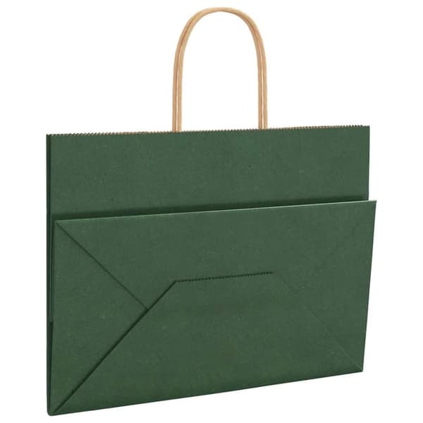 vidaXL Kraftpapperspåsar 250 st med handtag grön 32x17x25 cm